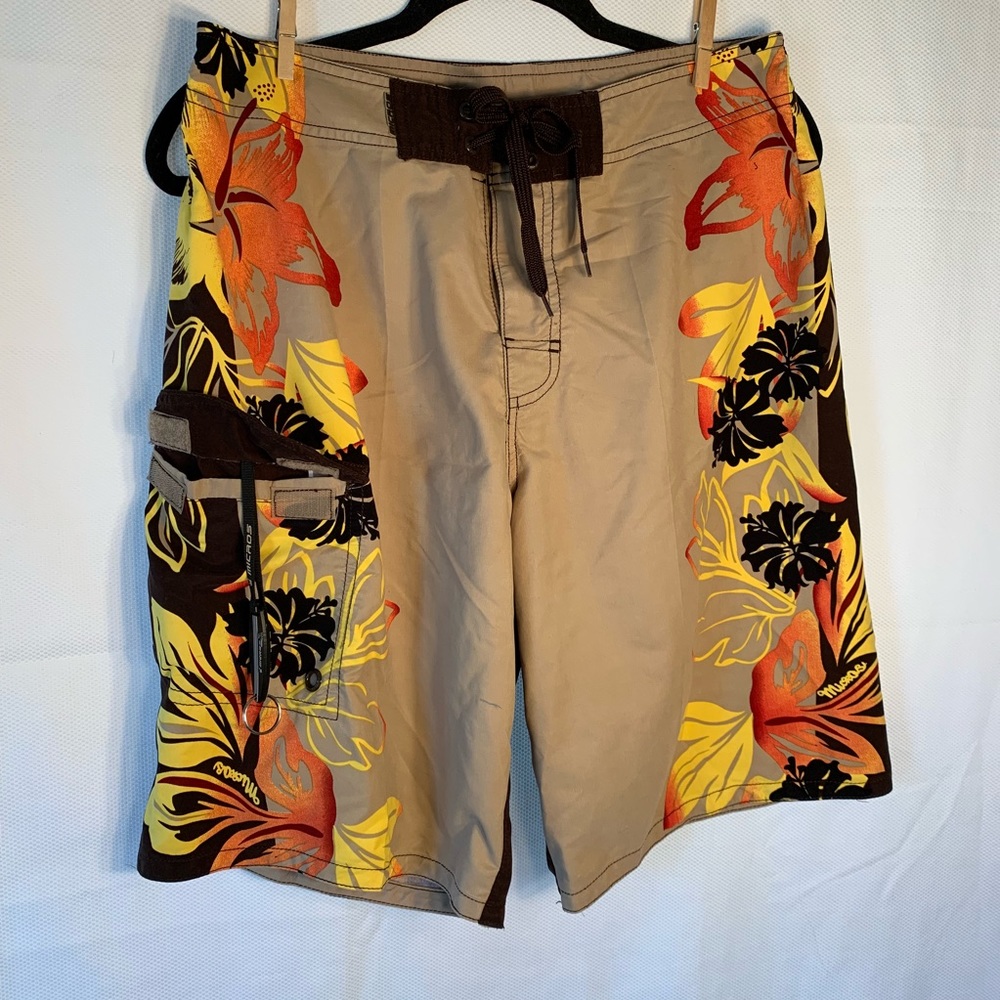 Micros men’s swimsuit with tropical print.